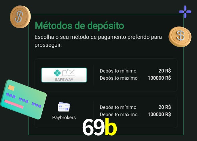 O cassino 69b oferece uma grande variedade de métodos de pagamento